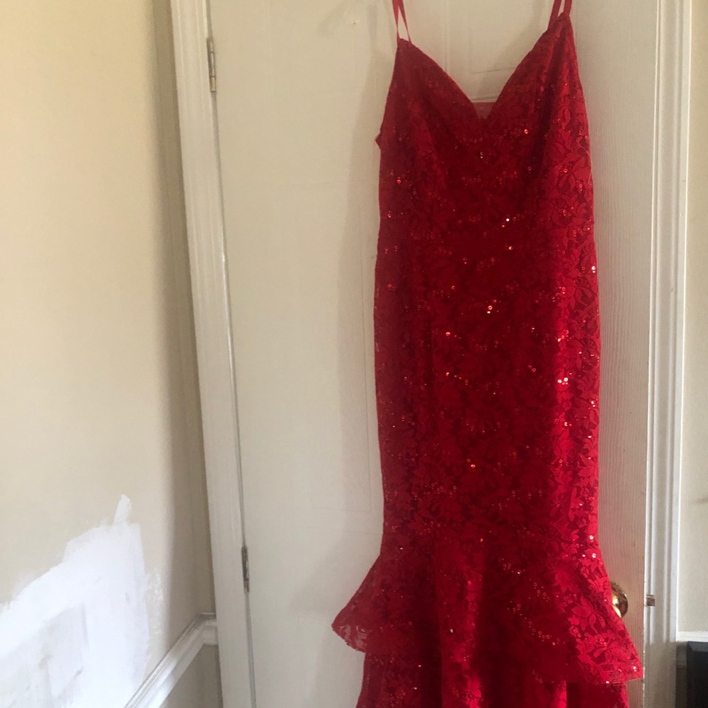 right below the knee very bright dress